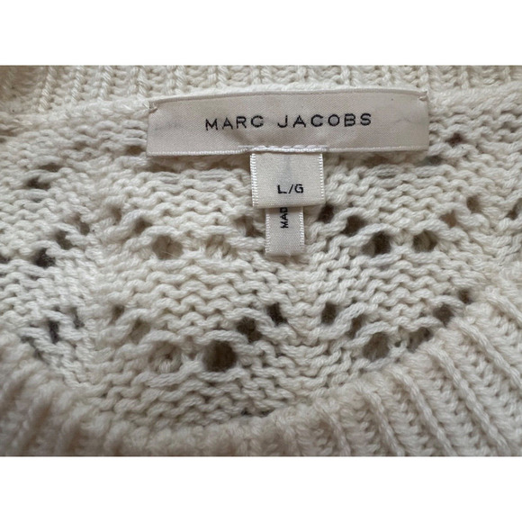 MARC JACOBS Cream Gold Wool Cashmere Payettes Sweater Size Large - Picture 5 of 6